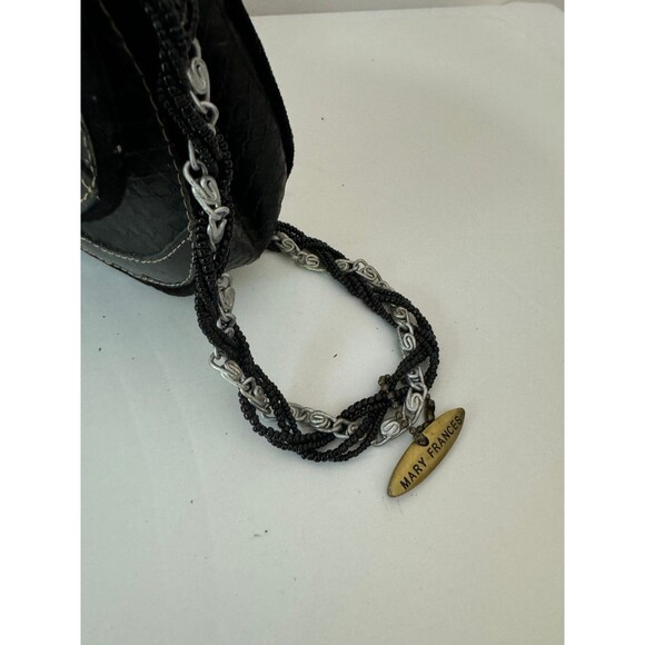VINTAGE MARY FRANCES BLACK BUTTERFLY BEADED SHOULDER BAG - Picture 4 of 9